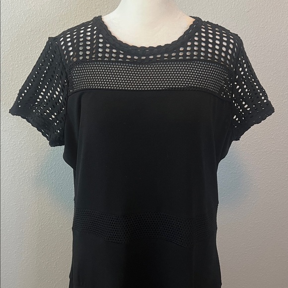 MICHAEL Michael Kors Dresses & Skirts - Michael Kors Crochet Top Black Short Sleeve Dress Size XL